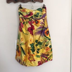 Cache Yellow Floral Strapless Dress